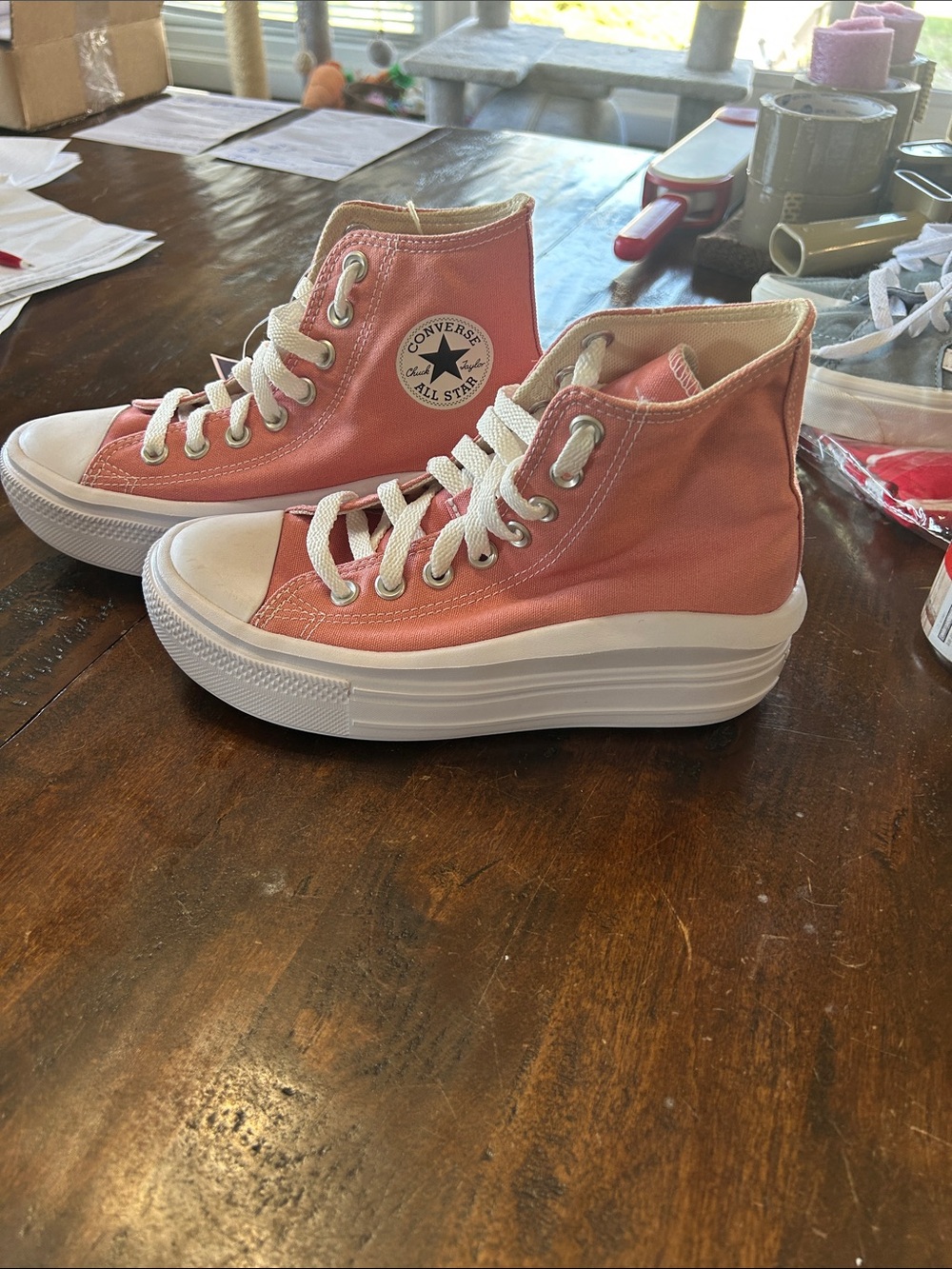Converse Platform High Top Sneakers in Coral Pink